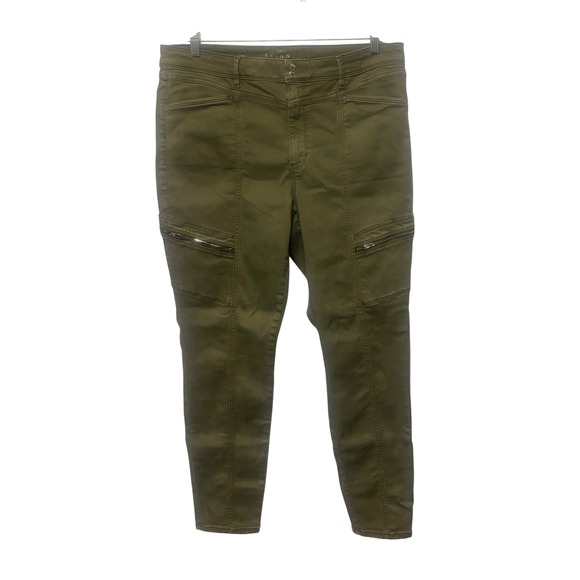 White House Black Market Pants - White House Black Market The Skinny Ankle Olive Green Moto Utility Pants 16L